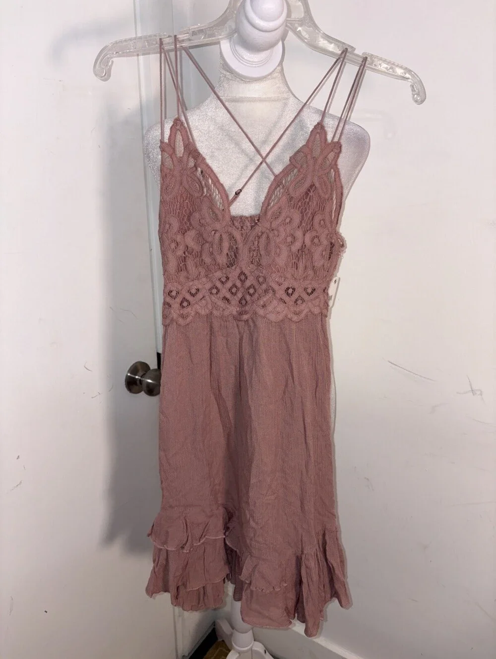 Free People Adella Slip Dress Rose Mauve Pink Mini Dress Boho Small New With Tag